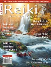 Reiki News Fall 2020 cover featuring a serene waterfall and forest landscape.