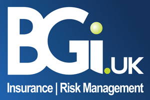 BGi UK logo with text 'Insurance | Risk Management' on a blue background.