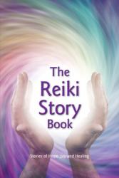 Hands cupping a glowing white light surrounded by swirling pastel colors behind the title “The Reiki Story Book.”