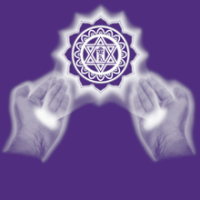 Two glowing hands on a purple background lifting a radiant white original ICRT logo.